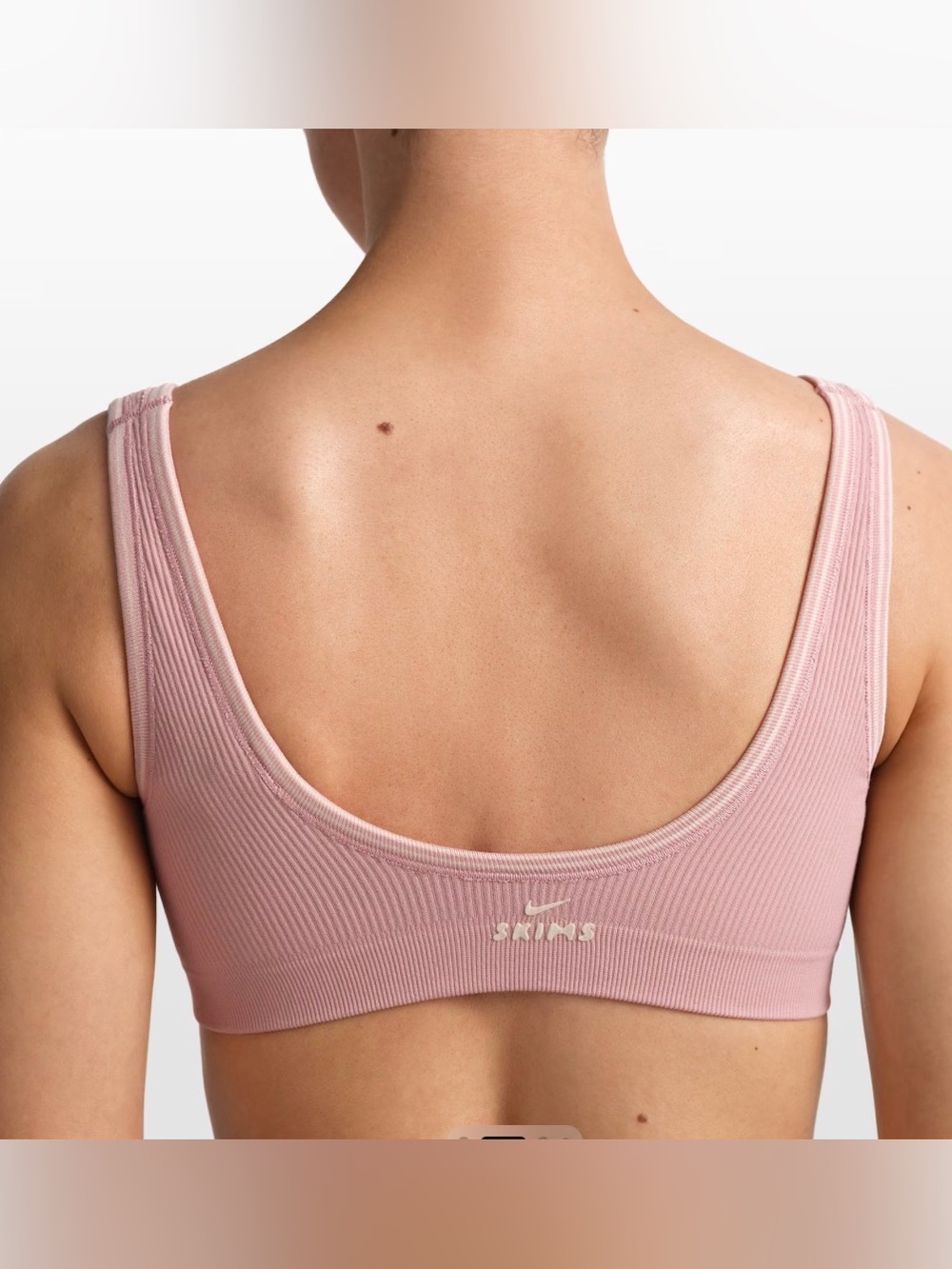 Nike SKIMS Ribbed Seamless Micro Scoop Bra | Himalayan/Ecru | Size S | NWT